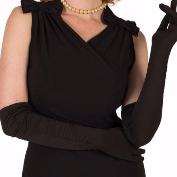 Tatyana Alice Retro Black Pinup Wiggle Pencil Stretch Dress Bows XL NWT - Picture 1 of 12